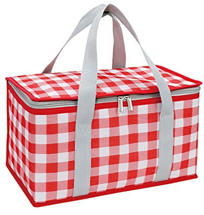 HAVVMK Picknickkorb, Picknicktasche, großer isolierter Picknickkorb, isolierte Kühltasche, Stabiler Aluminiumrahmen, zusammenklappbare isolierte Lunchtasche, zum Mitnehmen zum Camping, Pi