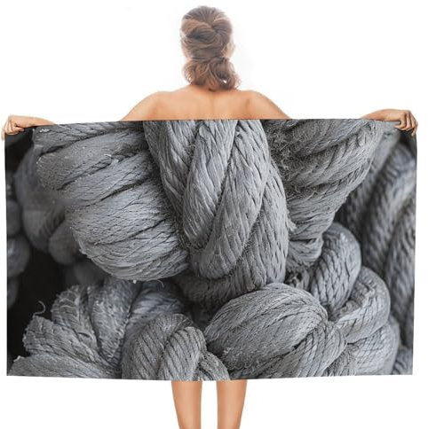 JEKYQ Strandtücher, schnell trocknend, dick, grau, Seilhandtücher, leicht, Reisehandtücher für Sport, saugfähig, Stranddecke für Fitnessstudio, Schwimmen, Camping, 137,2 x 78,7 cm