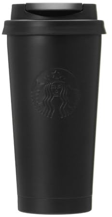 Starbucks Starbucks Staba - Vaso de acero inoxidable reciclado con logotipo TOGO, negro mate, 473 ml