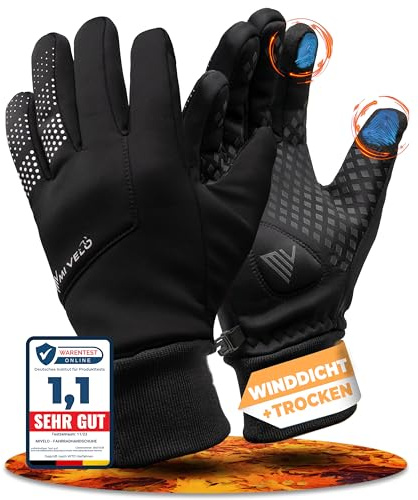 MIVELO Fahrradhandschuhe Herren & Damen - Wasserabweisend & mit Ergo-Pad I Touchscreen fähige Handschuhe I Winterhandschuhe & Übergangshandschuhe I Gloves