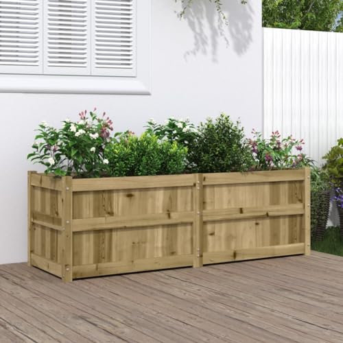 Homgoday Fioriera Grigliato per Giardino, Fioriera da Giardino 150x50x50 cm in Legno di Pino Impregnato, Fioriera Grigliato per Giardino, Fioriera da Esterno,Fioriera Balcone