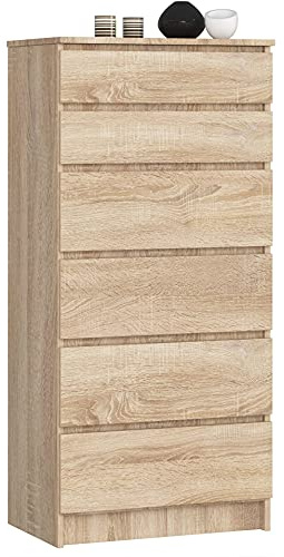 Home Collective Kommode in Sonoma Eiche mit 6 geräumigen Schubladen, 60 cm breit, 130 cm hoch Kommode Schlafzimmer Flur Wohnzimmer Organizer mit Schubladen Holz Highboard Sideboard Schrank