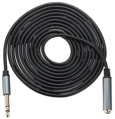 sourcing map Cavo audio stereo HiFi da 6,35 mm TRS maschio a femmina, cavo audio jack AUX da 6,35 mm, cavo di prolunga TRS per cuffie e chitarra, per altoparlante del telefono, nero