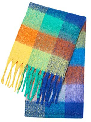 Schal Damen Blau Punkte Dicke Quaste Neuer langer Schal Schal Winter Warmer Schal Schal Schwarz Gelb Herren Damenschals Und Tücher Oma Mütze Und Schal Damen Rot Damen Schal Und Auto (Green, One Size)