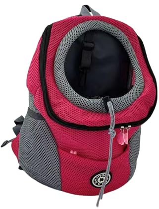 FUPWYKWH Sac à Dos De Transport pour Chiens Sac De Voyage Portable Sac À Dos Extérieur Sac pour Chiens De Chiens De Compagnie Sac en Maille Respirant Sac À Chats-Rouge-L pour 7-12Kg