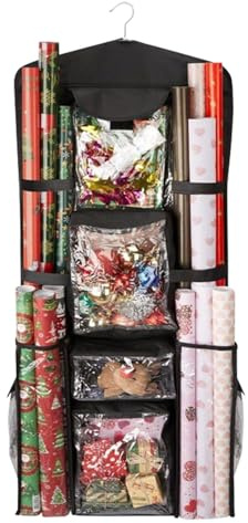 Organizador de rollos de manualidades, contenedor de bolsas de regalo | almacenamiento largo, organizador de envoltura de puerta de armario, organizador de papel de regalo, organizador de papel de