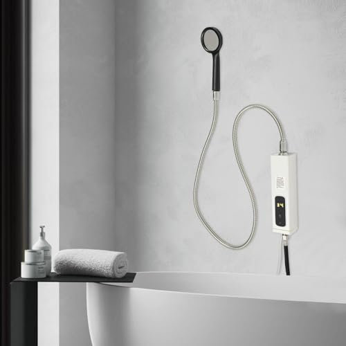 MEHOOSPVN Mini Durchlauferhitzer 3500W Elektrischer Warmwasserbereiter Wasserhahn Bad Tanklos Küche Mini-Durchlauferhitzer mit Duschkopf LED-Anzeige für Badezimmer Küche