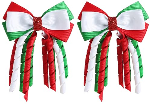 Lot de 2 pinces à cheveux en ruban bouclé de Noël 7,6 cm pour femmes et filles
