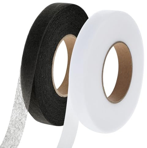Gjinxi 140 1/2 Zoll Yards Saumband 2 Rollen Selbstklebendes Saumband Ohne Nähen Zum Aufbügeln Stitch Witchery Tape Für Hosen Kleidung Vorhänge Stoff Zum Fixieren Von Saumband Weiß Schwarz