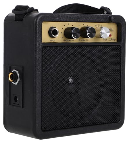 CAXUSD Electric Guitar Amplifier Mini Portable Guitar Amp for Electric and Bass Built-in Sound Effects High Fidelity Audio with Cable and Shoulder Strap 4.92 X 4.53 X 2.36in