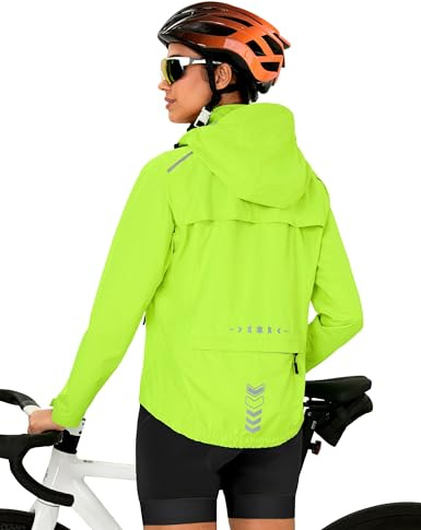 FitsT4 Sports Damen Radjacke Regenjacke Wasserdicht Fahrradjacke Atmungsaktiv Wanderjacke Windbreaker Sommer Leichte Windjacke Outdoor Jacken Reflektierend Fahrradjacke