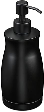 Relaxdays Dispensador de Jabón, 400 ml, Acero Inoxidable, Dosificador de Loción Rellenable, Gel de Ducha, Cocina, Negro