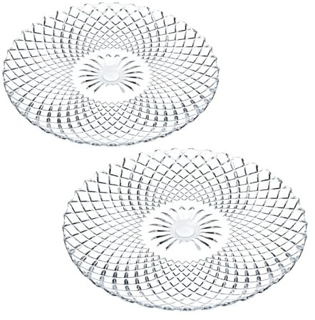 Supercap - Crystal Glass Salad Plates, 9 inch Clear Glass Dinner Plates for Appetizers, Dessert, Pasta, Fruit, Large Serving Plate for Kitchen Dining Home Decor (Nest Shape 7.87inch, 2pcs)