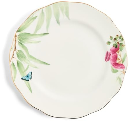 Royal Albert Miranda Kerr Australiana Fine Bone China 27cm Plate, White with Butterfly and Floral Design, Gold Trim
