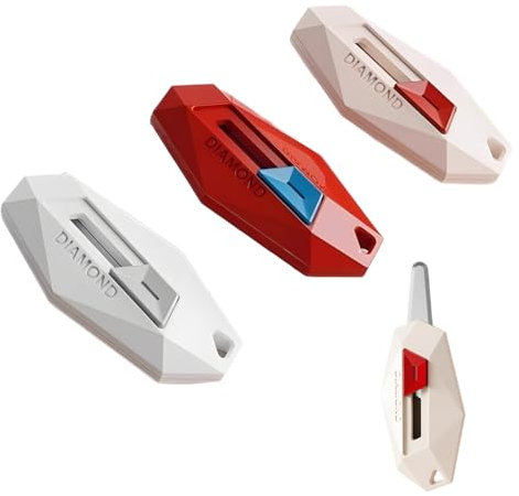 VPOUERY 3 Pezzi Mini Taglierino Tascabile Mini Coltello Multiuso Retrattile Coltello di Sicurezza Portatile Mini Cutter Universale Forma di Nuvola con Foro Catena Chiave per Ufficio Scolastico