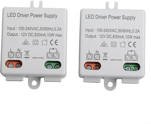 2Pcs LED Driver Alimentatore, Trasformatori Elettronici DC 12V 10W Tensione Costante Per Luci LED