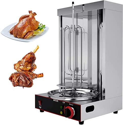 Parrilla Vertical para Kebab y döner, asador a Gas de Acero Inoxidable, máquina para Asar Carne con Ajuste de Temperatura para Horno asador doméstico.