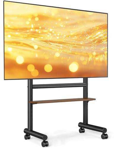 5Rcom Supporto TV Mobile con Ruote per Televisori 40-85 Pollici, Carrello TV Resistente con Ripiano & Portata 60kg – Design Regolabile, Mobilità Facile & Salvaspazio, Telaio Nero