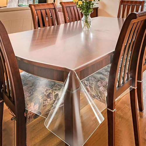 Tischdecke Transparente Tischfolie 160x140CM - wasserdichte und abwaschbare aus PVC für den Outdoor Schützen Sie Ihren Tisch vor Schmutz Durchsichtige Tischdecke