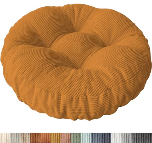 PHUSTJKL Sitzkissen Rund, 40x40 cm rutschfest Waschbare Sitzpolster Bequemes Stuhlkissen 6 cm Dick Waschbare Cordstoff Stuhlauflage, für Indoor Küchen Garden Holzstühle