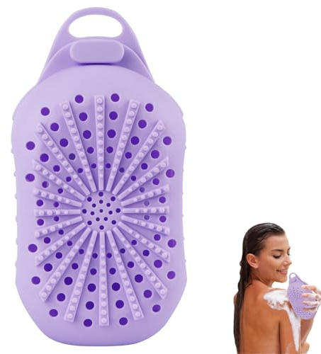 ZhaoCo Bolsa de jabón de silicona y bolsa de jabón para usar en la ducha, secado rápido y libre de moho, diferentes rugosidades en ambos lados, esponja de ducha Body Scrubber (morado)