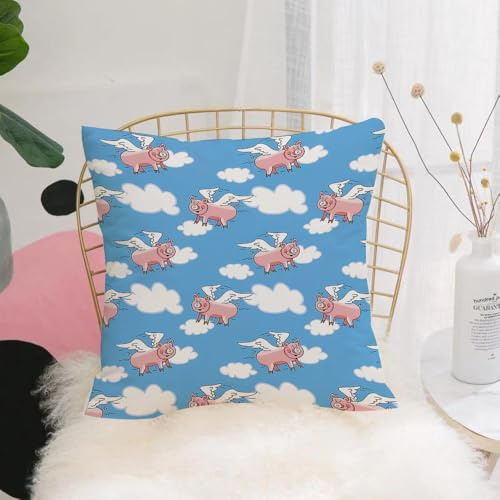 YFHJV Fundas de Almohada 40x40cm - Fundas de Cojines de Calidad con una Suavidad Incomparable - Ideal para Dormitorio - Aventura caprichosa de Fliggy, Las alas del Cerdo se elevan en Las Nubes, Flig