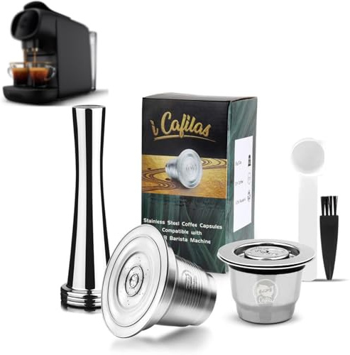 I cafilas Big & Small Cup Stainless Steel Coffee Capsules Reusable Fit for L'OR Barista LM8012, Metal Refillable Coffee Pods Compatible with L'or Espresso Pods (Coffee Capsule)