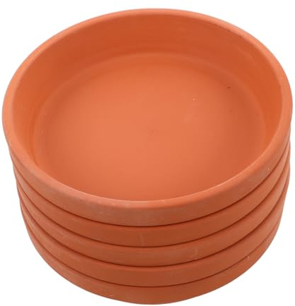 Toyvian 5pièces Plateau Terre Cuite pour Pot De Fleurs Bac à Eau Rond avec Trou De Drainage Soucoupe pour Jardinière Argile Récupérateur Eau pour Plantes Intérieur Et Extérieur