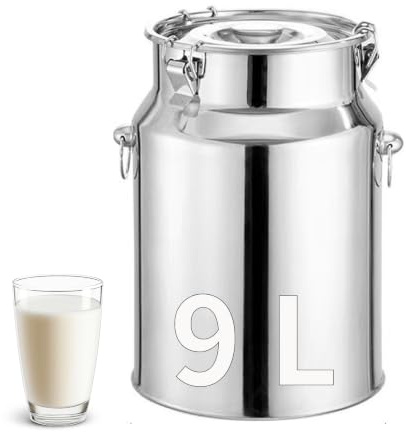 Pot à Lait en Acier inoxydable, Seau à Lait de 11 Litres avec Couvercle Hermétique, Bidon à Laits pour Vin, l'huile, Liquides et Solides en Cuisine, Pot à Laits pour Transport ou Stockage