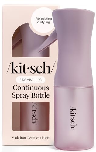 Kitsch Sprayflaska för hår – kontinuerlig vattensprayflaska med ultrafin dimma för hårstyling, frisörer, salonger, rengöring, växter, mångsidiga sprayflaskor – tillverkad av återvunnen plast – ren