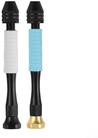 Jotekonoby Kleiner Handbohrer für Modelle, Mini-Holzbearbeitung, Hobby-Bohrwerkzeug, 0,3–3,4 mm Bohrfutter mit rutschfestem Gummigriff, Präzisions-Handbohrer, Aluminiumlegierung (weiß + blau)