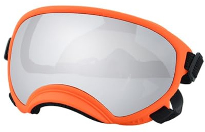 Hundglasögon, husdjur solglasögon hundglasögon anti-UV stark slaghållfasthet justerbara elastiska andningsbara husdjur solglasögon (orange och silver, S)