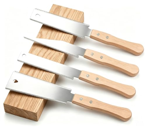 4 Pcs Japanese Hand Saws,Wood Saw,Pull Saw, Flush Cut Small Pull Saws for Woodworking, Fine Tooth Double Edge Woodworking for Trimming and Handmade DIY Pruning