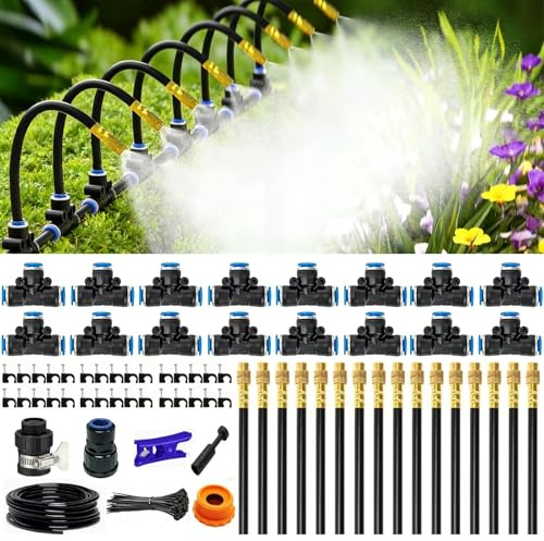 Bewässerungssystem Garten bewässerung 15M Gartenbewässerungssysteme | Tropfbewässerungssystem gewächshaus, 360°Flexibles Bewässerungsschlauch mit 15 Brassirrigation Sprühdüse für Rasen, Garten