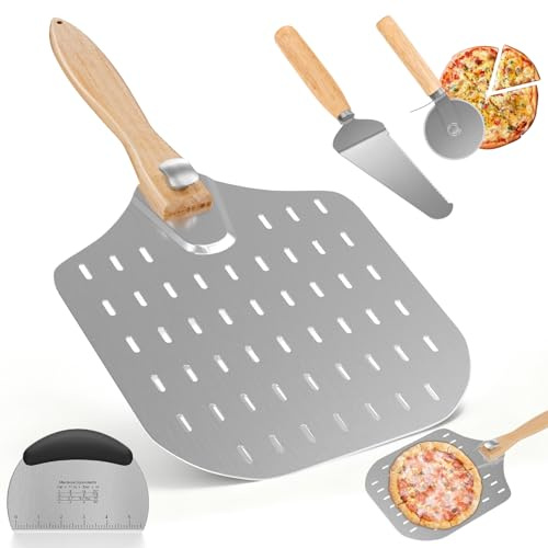 4-delad pizza-set, 30 cm pizzaspade perforerad