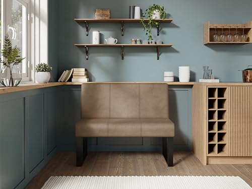 JKG Meble Essbank fur Kuche - Sitzbank Esszimmer - Modern Esszimmerbank Küche - Stoff Velours - gepolsterte Küchensofa (Braun, 140cm)
