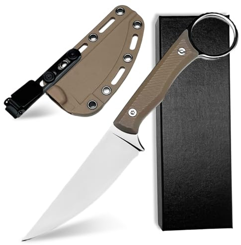 huaao Outdoor Messer Feststehende Klinge mit Kydex Scheide, 8Cr13Mov Stahl, Full-Tang Survival Messer, Nylonfaser Griff, Geschenk für Männer (Wüstenfarbe)