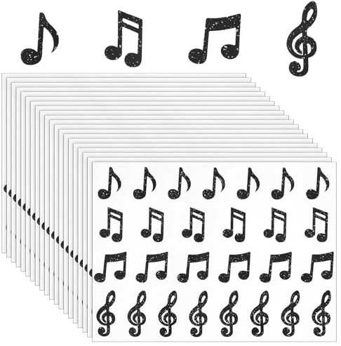 GEEHUA 540 Musiknoten Aufkleber, 4 Verschiedene Designs | Selbstklebende Wasserfeste Musiknoten Aufkleber, ideal als Belohnung für Lehrer und zum Basteln und Dekorieren