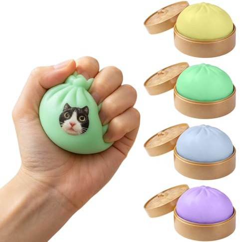 Personalized Antistressbälle Stressball Dumplings Squishy mit Dampfgarer, Lustiges Decompression Dough für Adults, Stressabbau-Spielzeug für Erwachsene (1 Stück Blau) (Purple)