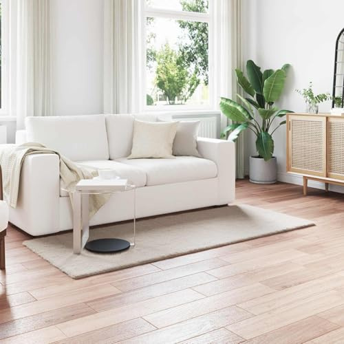 YunCangg Rutschfester Teppich Läufer aus Kunstkaninchenfell Polyester 80 x 200 cm Beige Flokati Vorleger für Wohnzimmer Schlafzimmer Flur Diele mit weichem Hochflor und waschbarer Unterlage