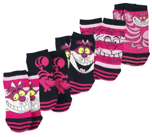 Alice im Wunderland Grinsekatze Frauen Socken pink/schwarz