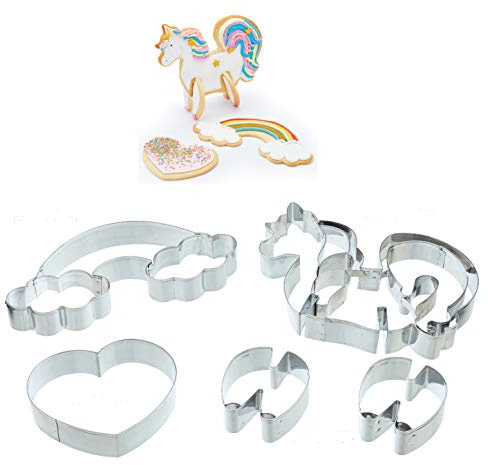 Kitchen Craft SDICCUNICORN Sweetly Do It - Cortadores de galletas 3D de unicornio, 5 piezas, Metálico