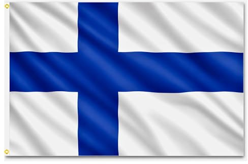 SHATCHI 1,5 m x 0,9 m bandiere nazionali eventi pub barbecue decorazioni per rugby cricket calcio sport 2023 bandiera della Coppa del Mondo di sostegno copertura da tavolo, poliestere, Finlandia