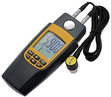 AMTAST Digitales Ultraschall-Dickenmessgerät Bereich 1.2~225mm 0.05-8.8inch LCD Handheld-Ultraschall-Dickenmessgerät Messgerät mit Werkzeugkasten