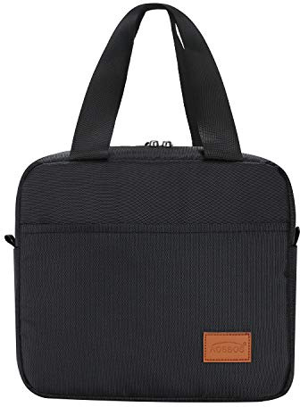 Aosbos Bolsa Termica Porta Alimentos 4L Bolsa Comida Trabajo Impermeable Lunch Bag Nevera Portatil Pequeña Bolsa Isotermica de Almuerzo para Mujer Hombre Niños Adultos Oficina Colegio Picnic (Negro)
