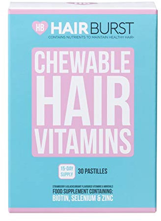 HAIRBURST Chewable Hair Vitamins for Hair Growth - Biotin Anti Hair Loss Thinning Hair Multivitamins - Skin Nails Hair Supplements for Women - Hair Regrowth Pills 30 Chewy Gummy Tablets Travel Size
