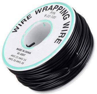 BouBou 30M 22Awg Negro/Rojo Ul 1007 Cable Línea PCB Alambre Estañado Cobre Alambres sólidos Ok Line Cable eléctrico DIY - Negro