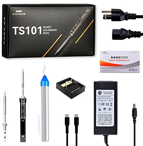 NewHail TS101 Digital OLED Programmable Pocket 65W Electric Portable Smart Soldering Iron Kit Fast Heat Embedded Interface DC 5525 Acceleration Sensors STM32 Chip with B2+BC2 Tip Kit