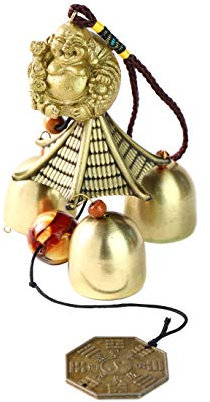 Lucky Wind Chimes, Vintage Metal Hanging Wind Bell Outdoor Good Luck Hanging Charm with Coin for Garden Home Patio Yard (Buddha Wind Chime)
