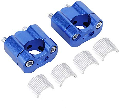 Handlebar Riser, Pair of 22mm/28mm Motorcycle Handlebar Fat Bar Riser Mount Clamps Adapter CNC Aluminum Alloy(Blue)